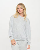 Luxe Brushed Girlie Banded Crew 10 Cloud Grey