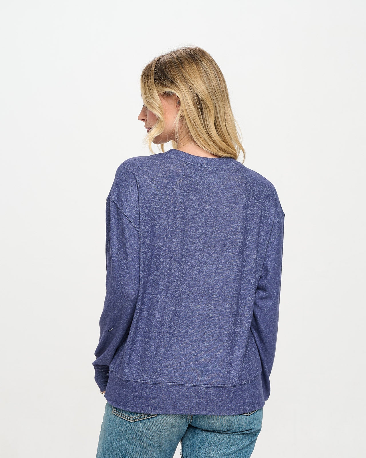 Luxe Brushed Girlie Banded Crew 10 Moonlight