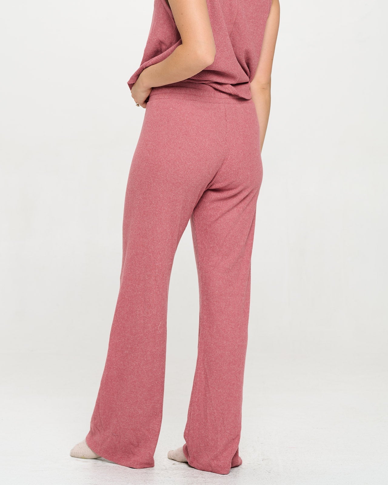 Luxe Brushed Rib Flared Pant 5 Brick