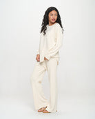 Luxe Brushed Rib Flared Pant 3 Vanilla