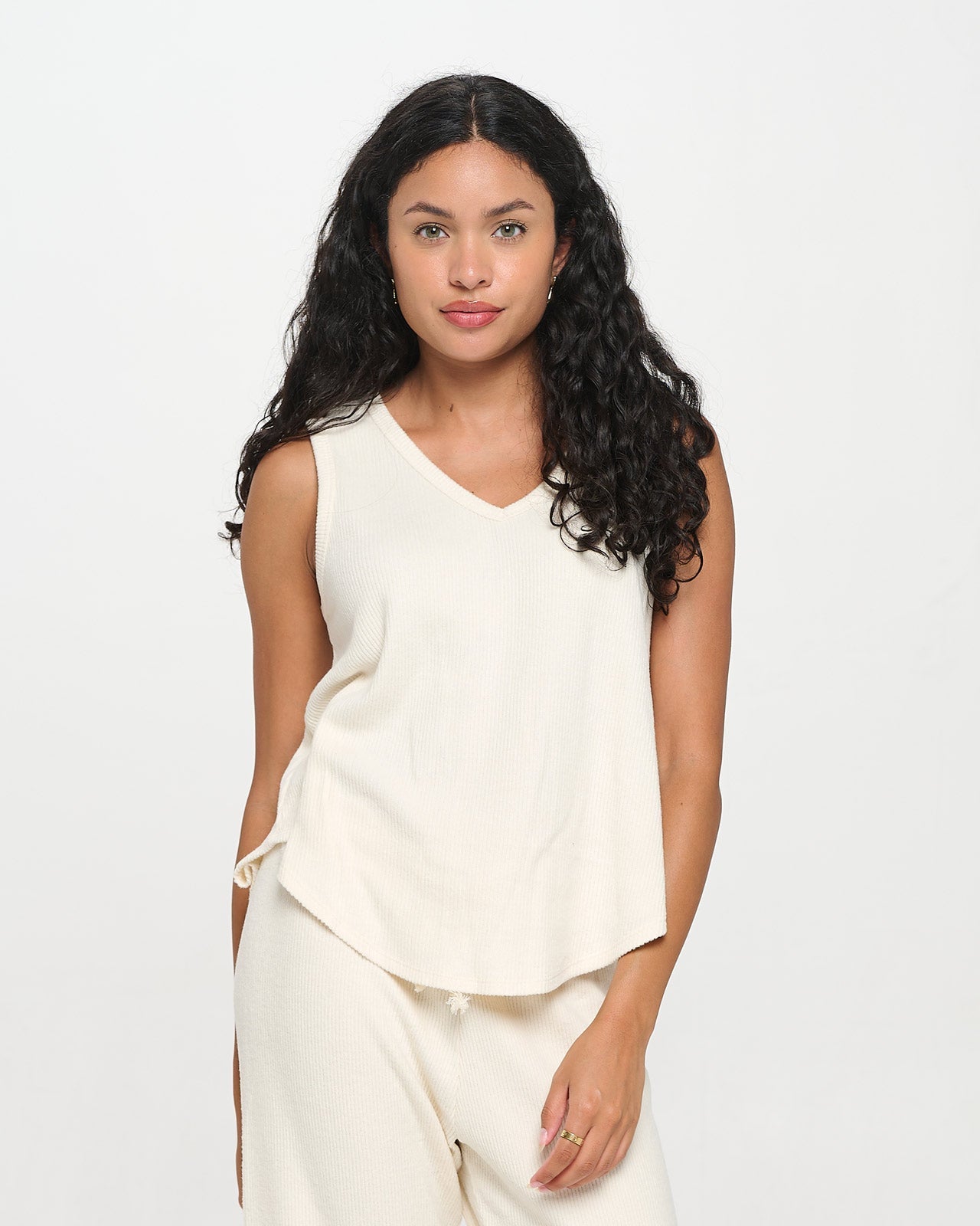 Luxe Brushed Rib Swing Tank 3 Vanilla