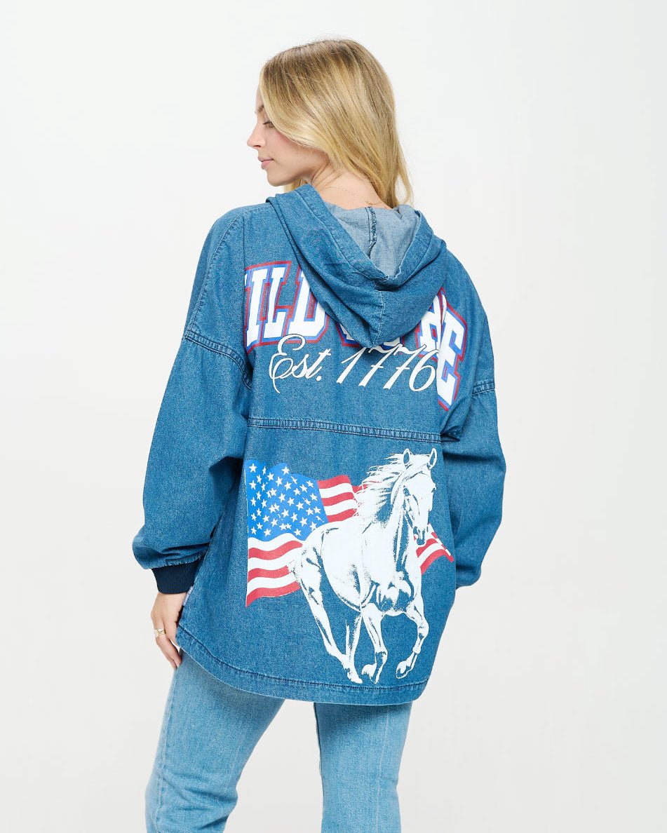 Wild And Free Dark Denim Hooded Spirit Jersey® 1