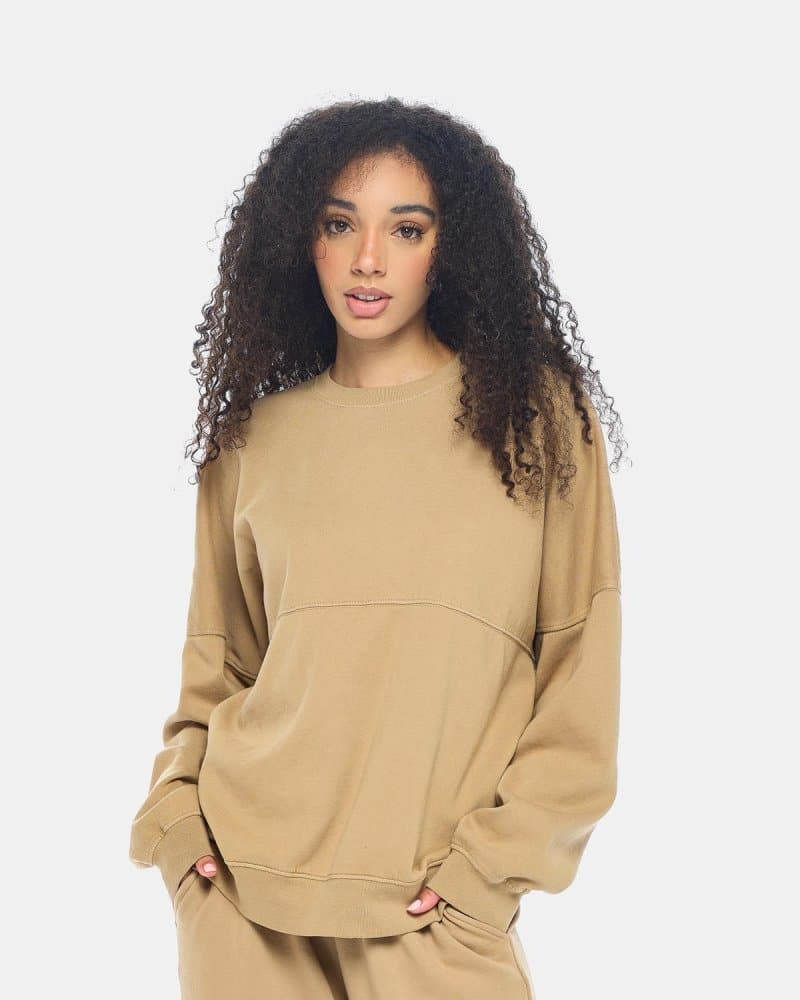 Beige oversized crew discount neck