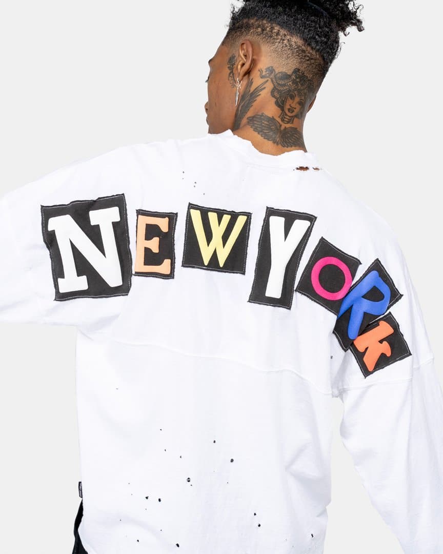 New York Patch Applique Distressed Spirit Jersey®