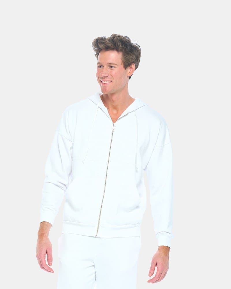 Plain white best sale zip up hoodie