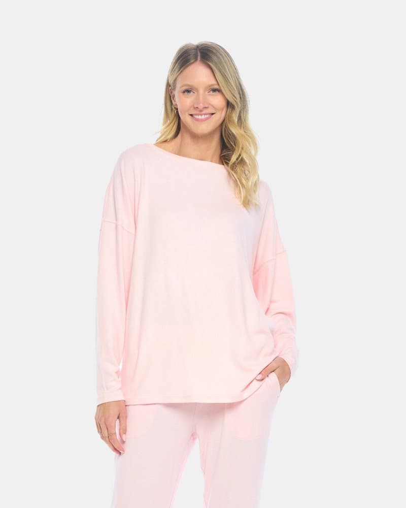 TEK GEAR $36 Pink TIE DYE French Terry V-Neck Dolman Sleeve SWEATSHIRT  Women XS
