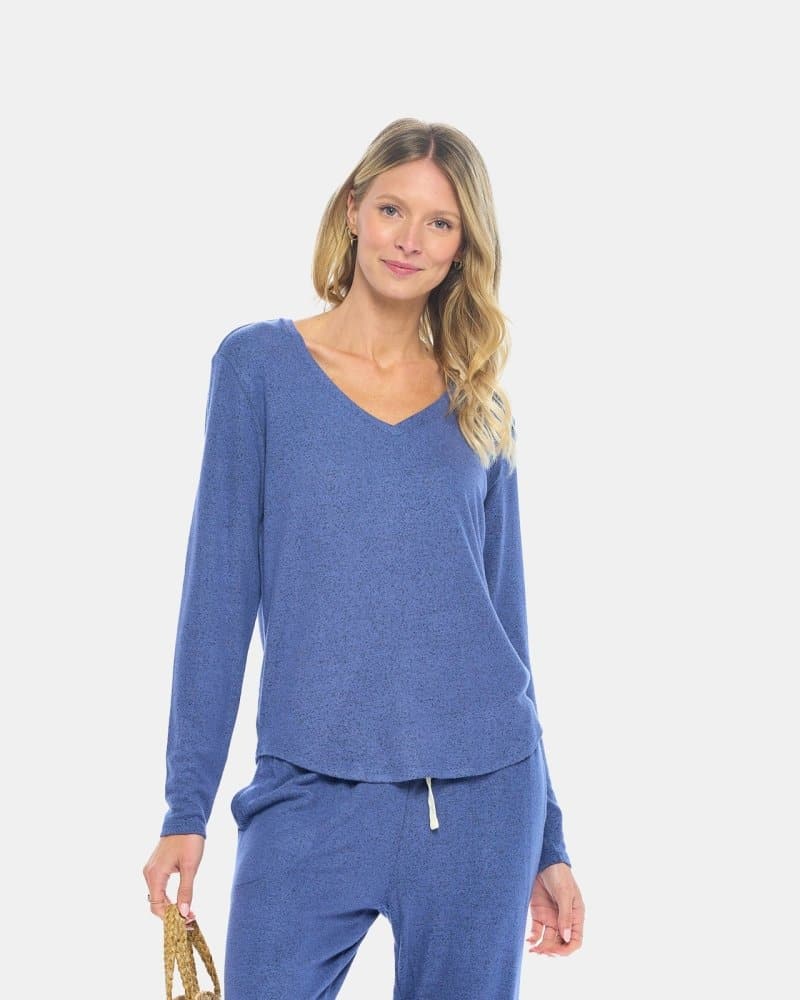 Women s Brushed Long Sleeve Raglan V Neck Lounge Top Spirit