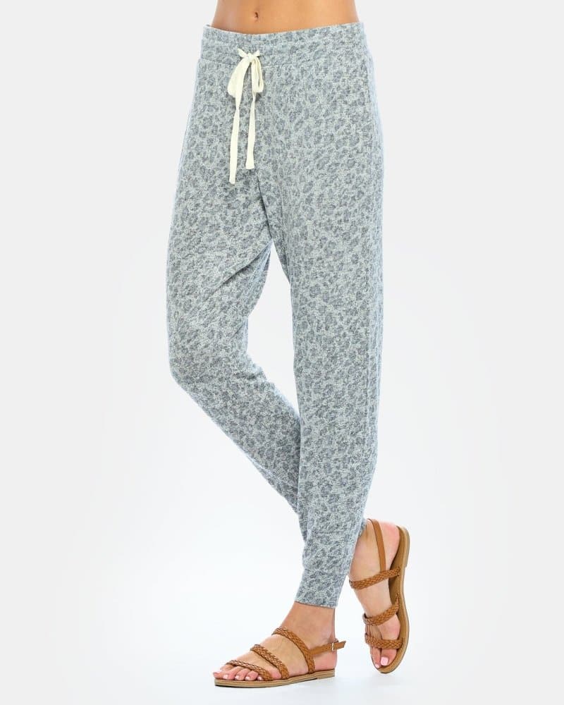 Women's Cropped Brushed Printed Lounge Jogger